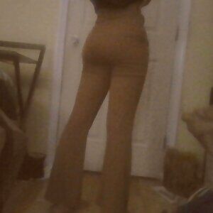 Stretchy slim flared, ribbed leggings, (brown)